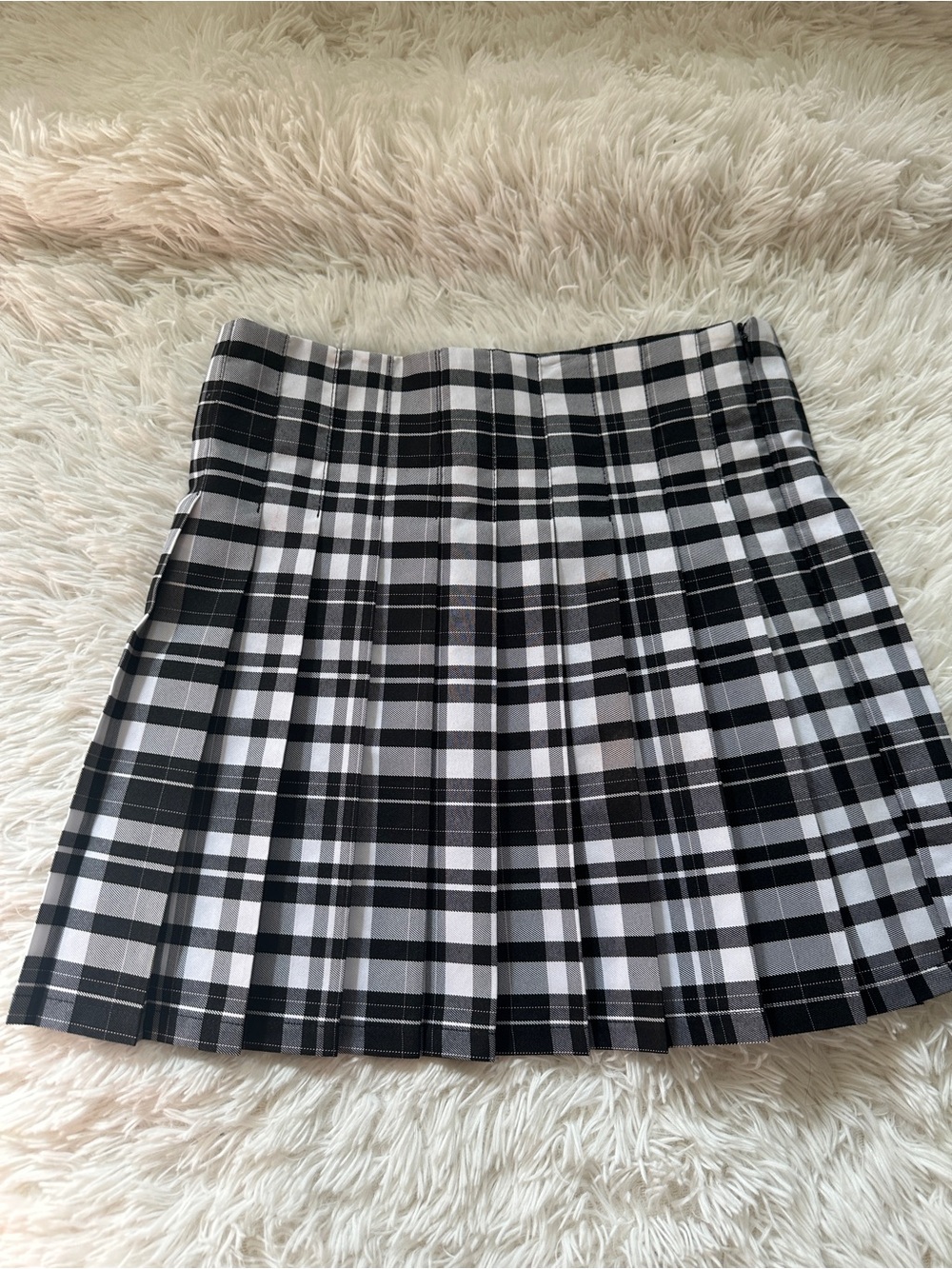 No Boundaries black & white plaid pleated tennis skirt school girl sz M 7-9 NWOT